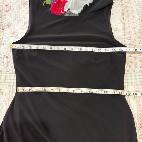 Joseph Ribkoff Black/Multi Floral Chiffon Overlay Slit Sleeve Sheath Dress Sz 8 - Picture 7 of 8